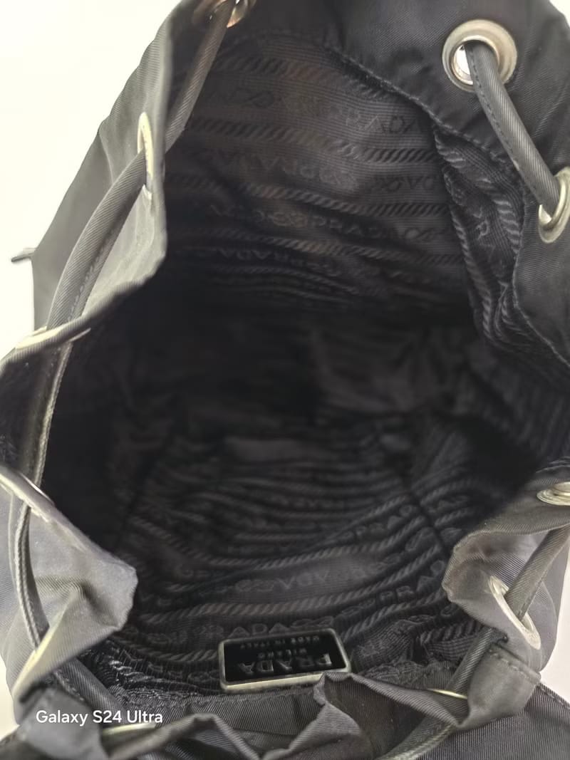 Prada black silver label nylon backpack/backpack/rucksack