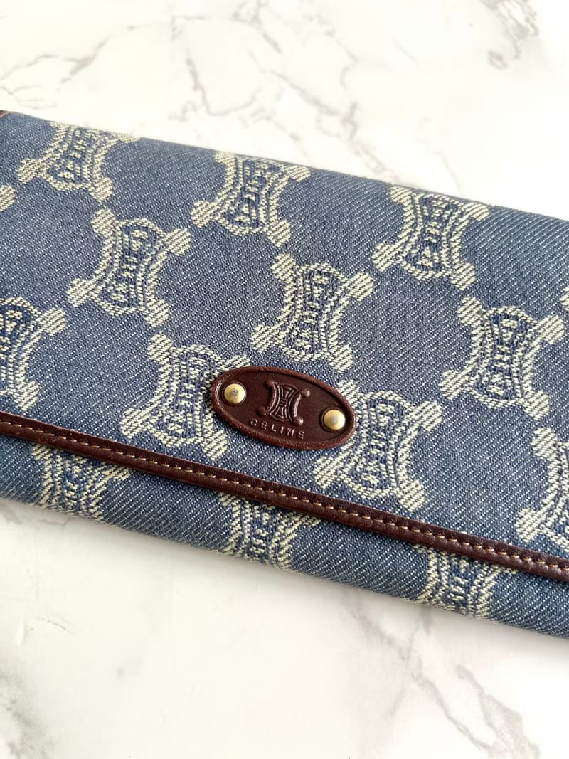 Celine 牛仔丹寧凱旋門皮夾/錢包/長夾