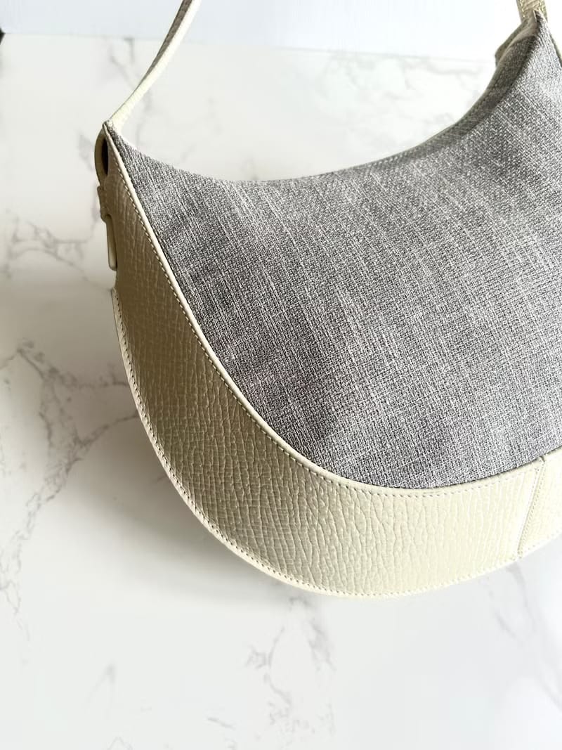 Loewe白灰拼皮半月流浪包/腋下包/側背包/單肩包