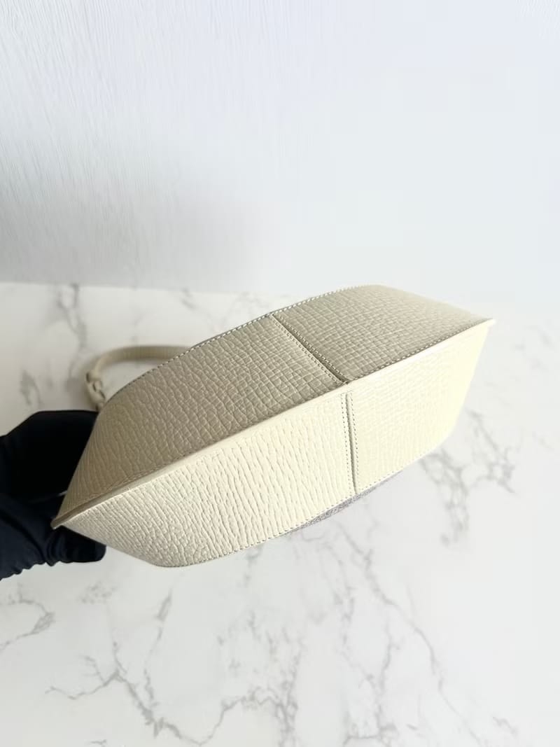 Loewe White and Grey Paneled Leather Half-Moon Hobo/Shoulder/Crossbody Bag