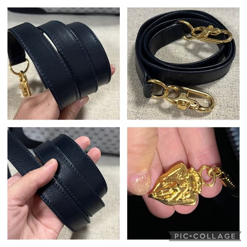 中古二手Gucci復古藍色老花波士頓斜背包/單肩包/側背包