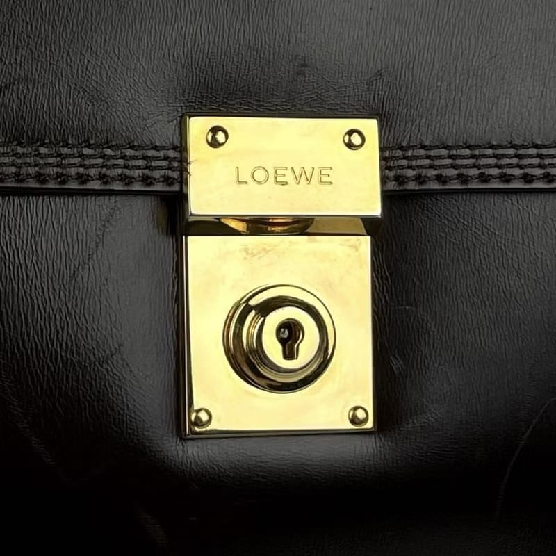 Loewe咖啡色凱莉包復古包皮革側背包/斜背包/單肩包