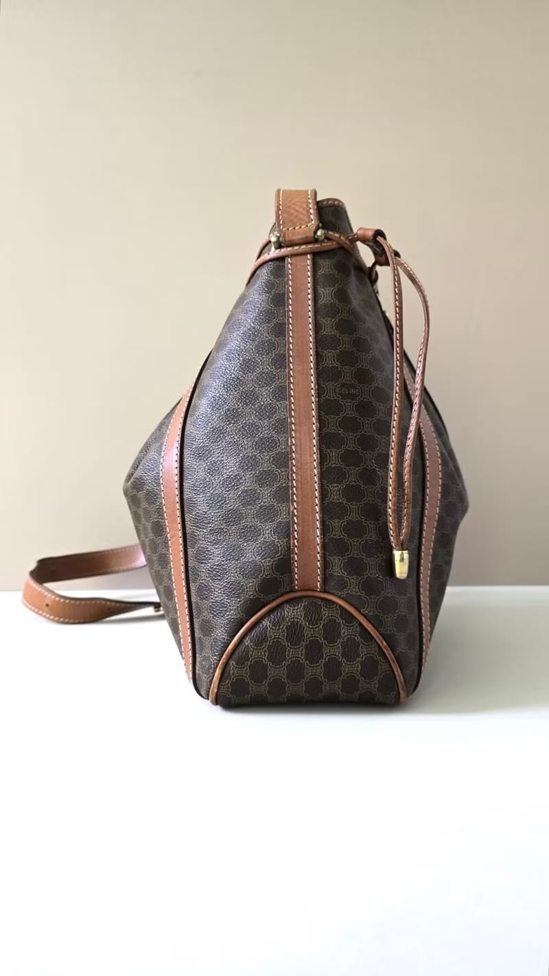 Celine 稀有多重凱旋門圖騰老花水桶包/側背包/斜背包