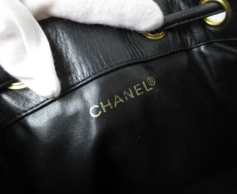 Chanel Vintage Black Matelassé Gold Ball Bucket Bag / Shoulder Bag / Crossbody Bag