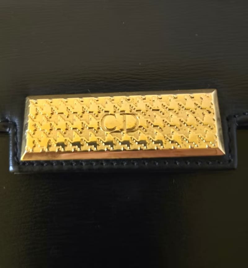 Dior黑金色千鳥格盒子包/單肩包/側背包/斜背包