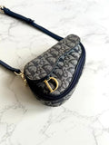 Dior dark blue monogram saddle bag/shoulder bag/side bag/crossbody bag