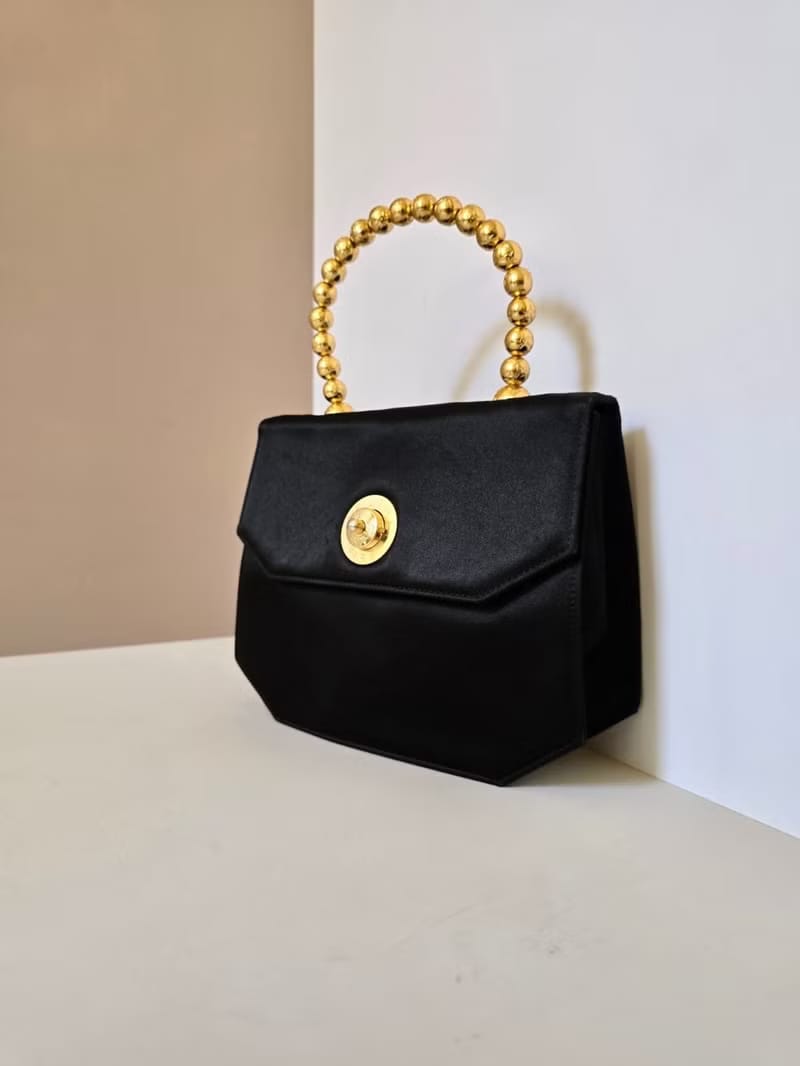 Celine Pressed Planet Black Gold Kelly Bag/Handbag