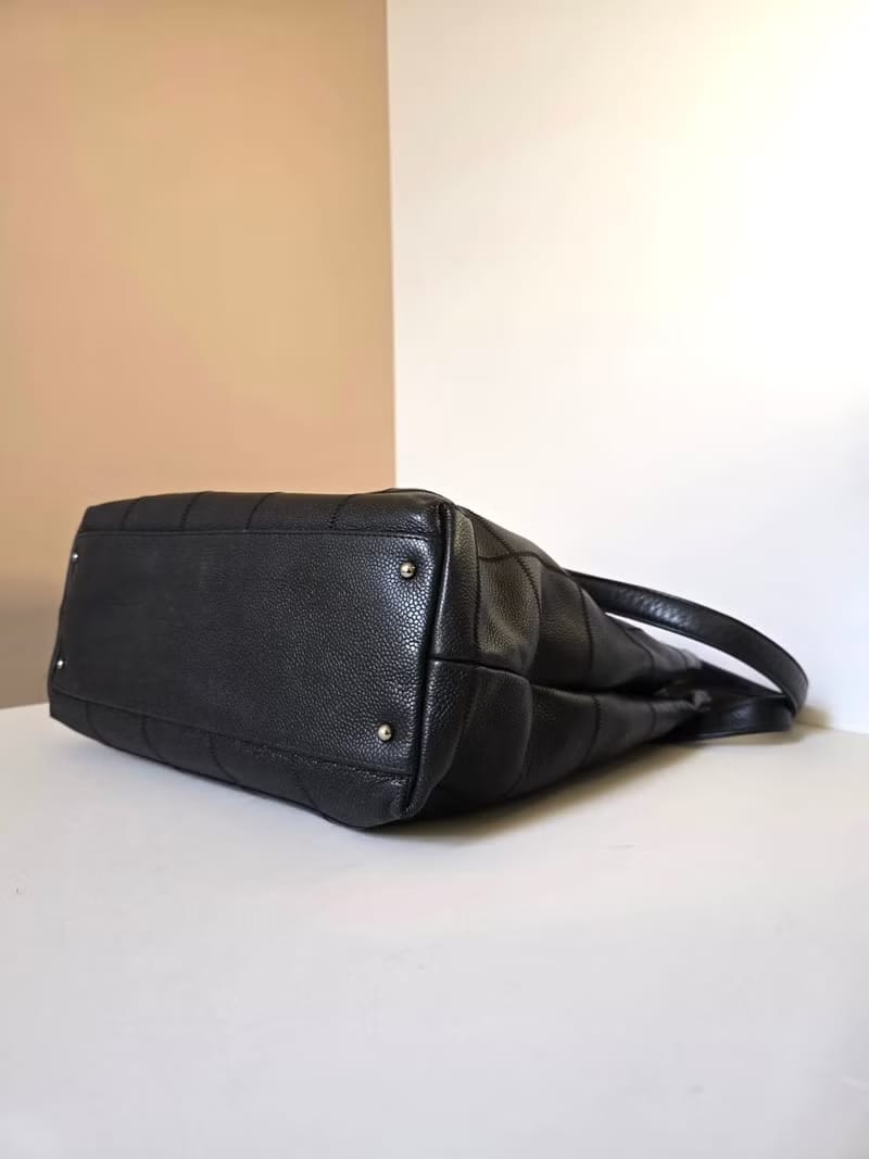 Chanel Antique Black Caviar Ice Cube Leather Tote Bag/Shoulder Bag/Side Bag