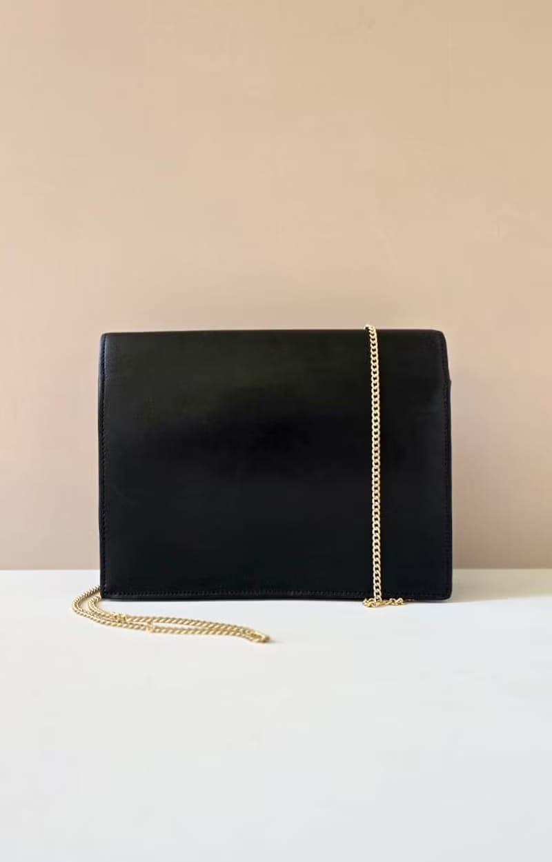 Dior 極簡黑金色Montaigne翻蓋盒子包/單肩包/側背包/斜背包
