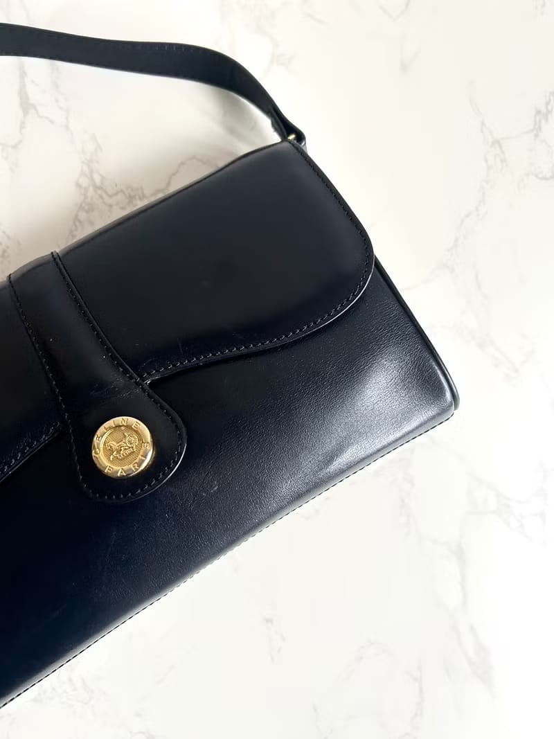 Celine Black and Gold Carriage Badge Saddle Crossbody/Shoulder Bag