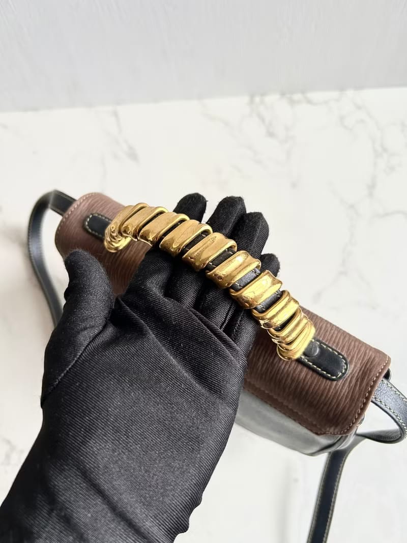 Loewe拼色蛇骨凱莉包/側背包/斜背包/單肩包