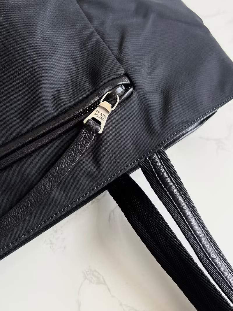 Prada 黑色拼皮經典托特包/單肩包/側背包