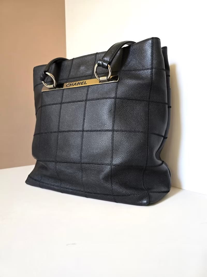 Chanel Antique Black Caviar Ice Cube Leather Tote Bag/Shoulder Bag/Side Bag