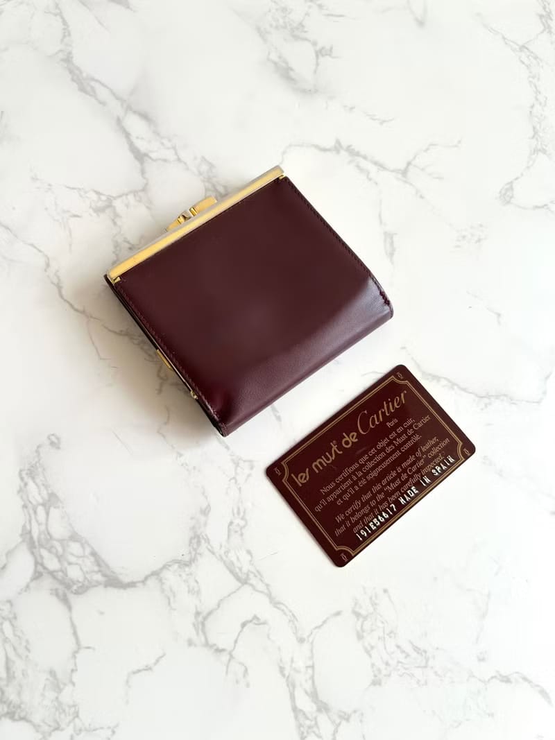 Cartier酒紅色錢包/皮夾/短夾