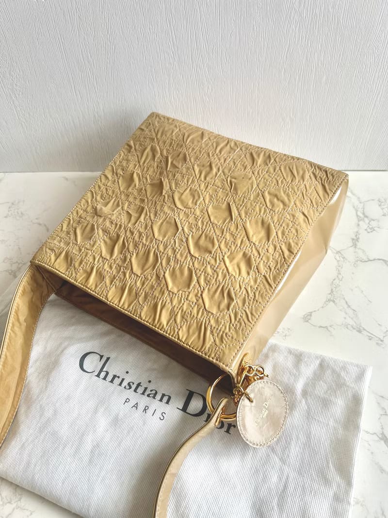 Dior Beige Lady Dior Crush Canvas and Leather Tote Bag/Shoulder Bag