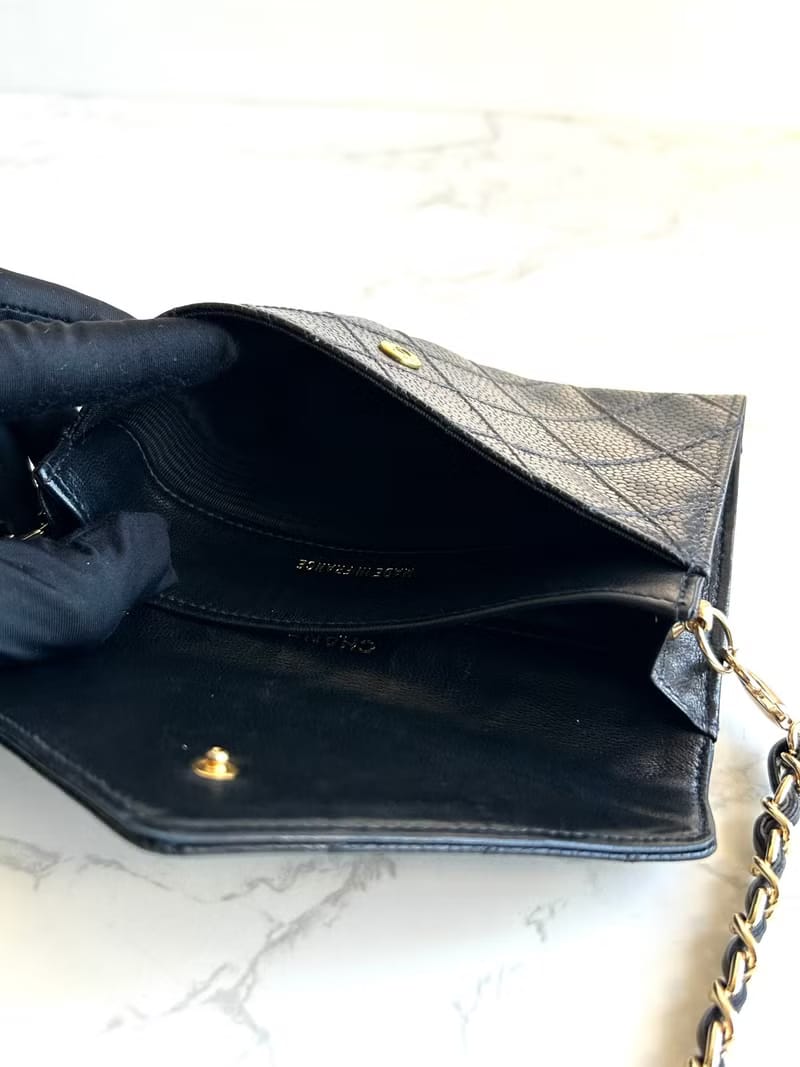 Chanel黑色魚子醬信封包/斜背包/單肩包/側背包