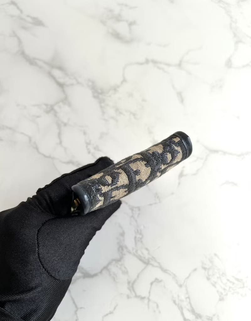 Dior深藍色老花錢包/零錢包/收納包/口金包