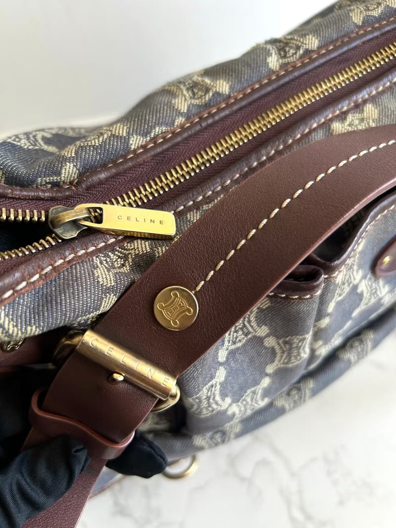 Celine牛仔布老花流浪包/側背包/單肩包/斜背包