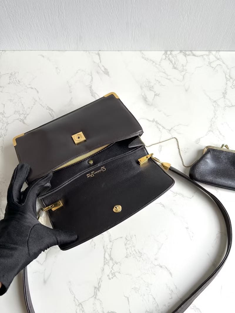 Set of 2 - Dior Burgundy Trotter Oblique Canvas and Leather Shoulder/Crossbody Bag