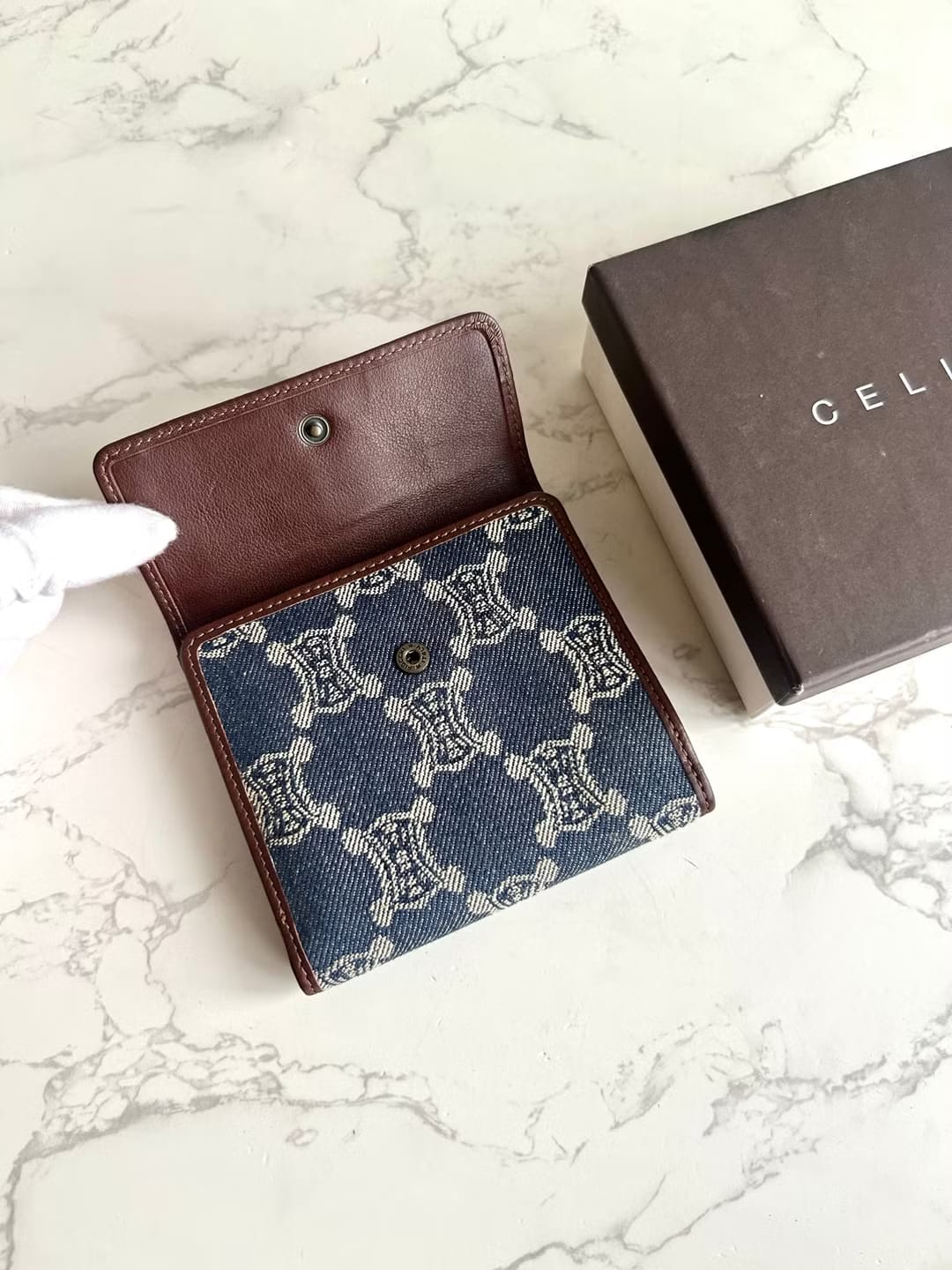 Celine Denim Triomphe Bi-Fold Wallet