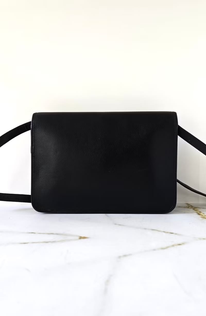 Dior Montaigne黑金牛皮翻蓋包/單肩包/側背包/斜背包