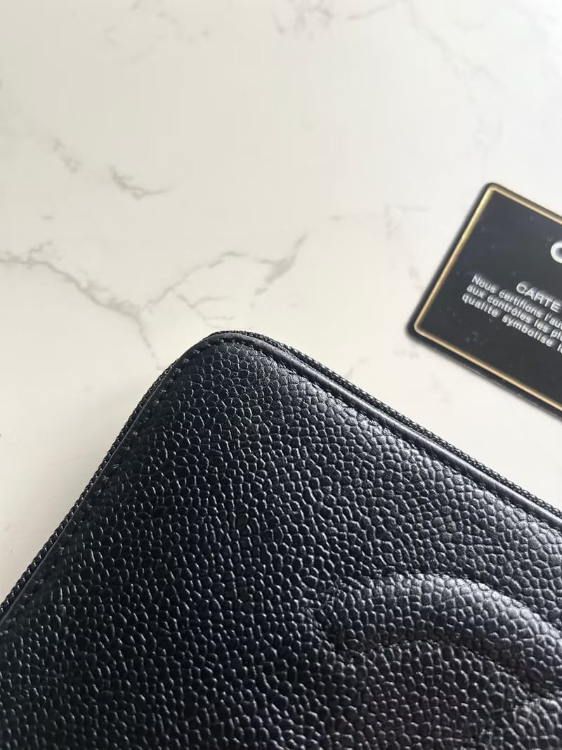Chanel Black and Gold Caviar Leather Long Wallet/Purse/Wallet