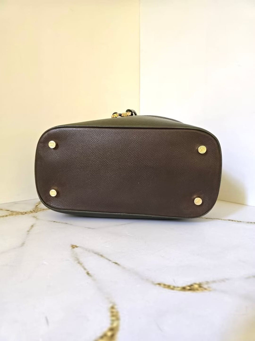 Loewe 橄欖綠拼咖啡色水桶包/單肩包/斜背包