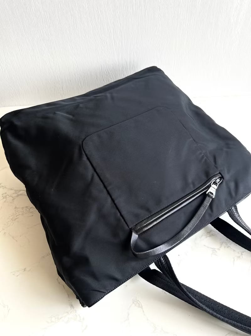 Prada 黑色拼皮經典托特包/單肩包/側背包