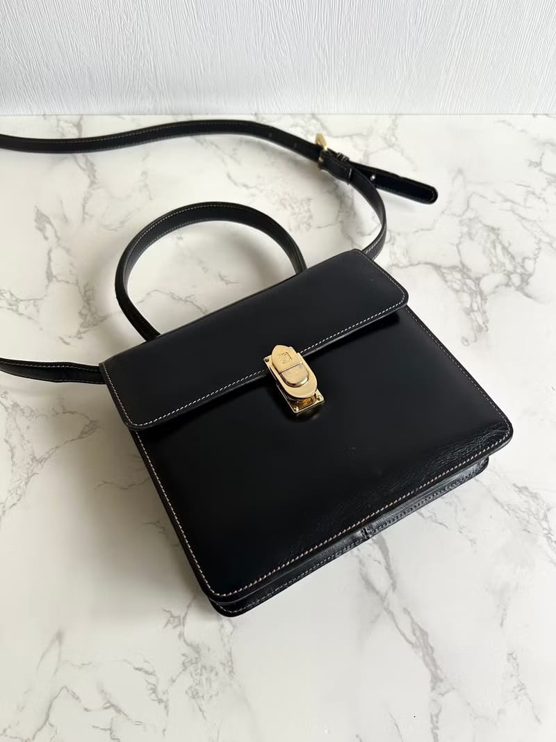 Loewe黑金色凱莉包/單肩包/斜背包