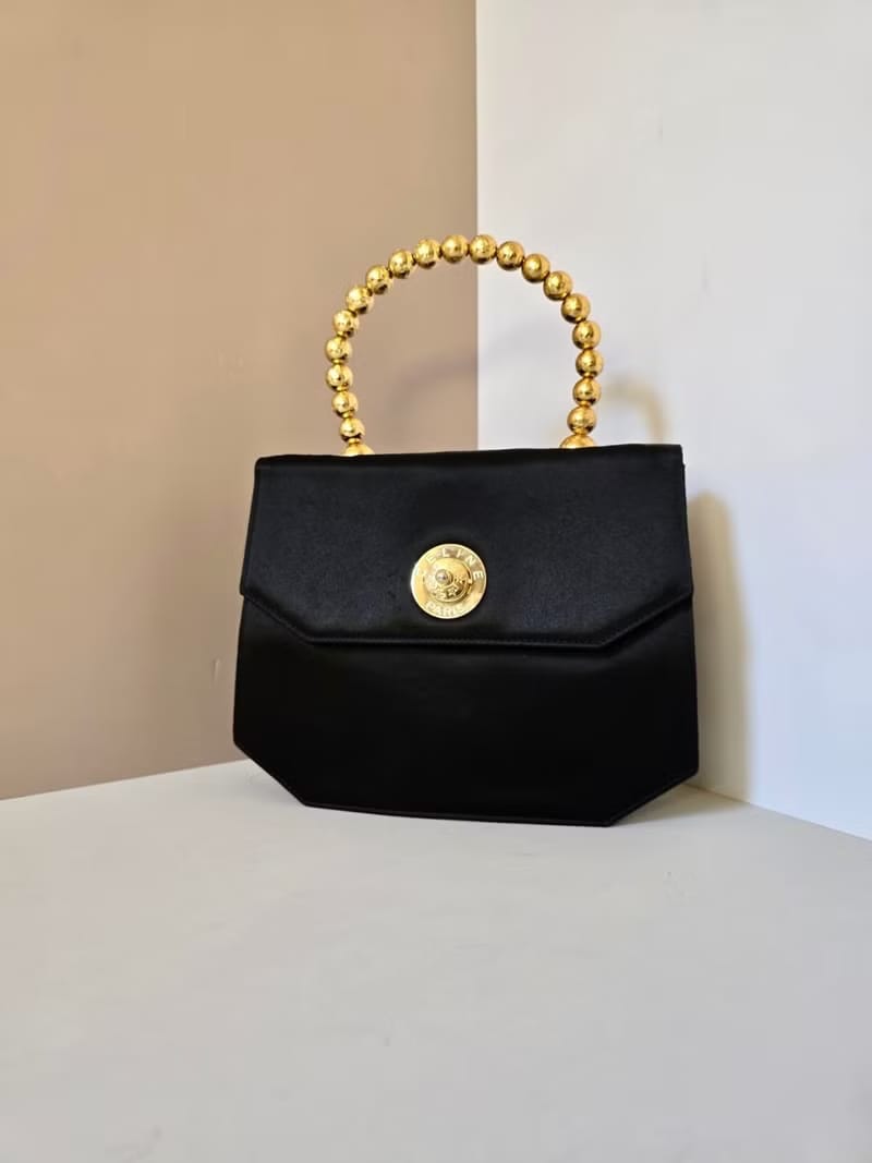 Celine Pressed Planet Black Gold Kelly Bag/Handbag