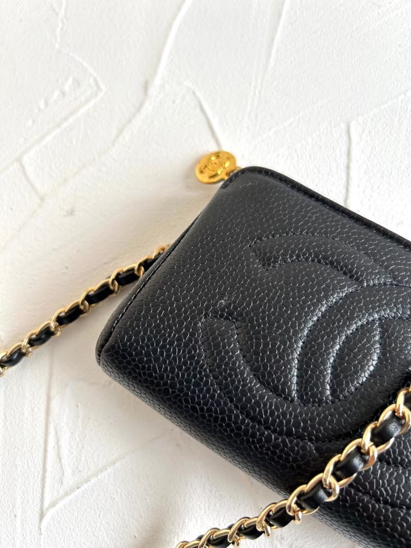 Chanel black caviar leather crossbody bag/shoulder bag/side bag