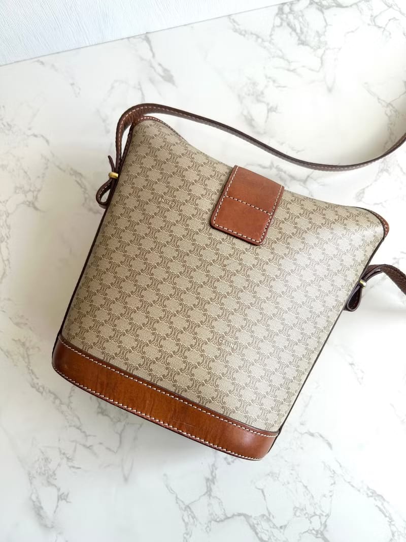 Celine Rare Vintage Monogram Gold Buckle Shoulder Bag