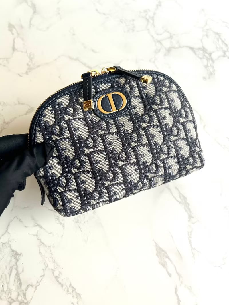 Christian Dior藍色老花30 Montaigne皮革包/化妝包/手拿包