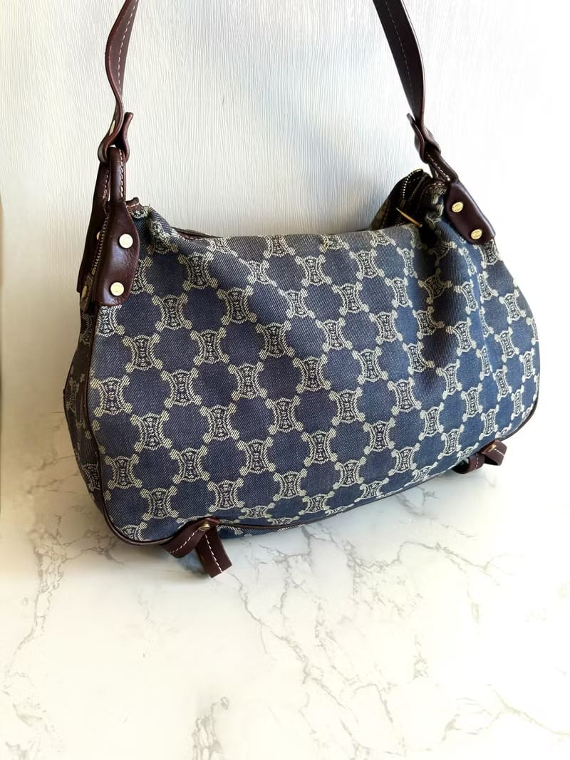 Celine牛仔布老花流浪包/側背包/單肩包/斜背包