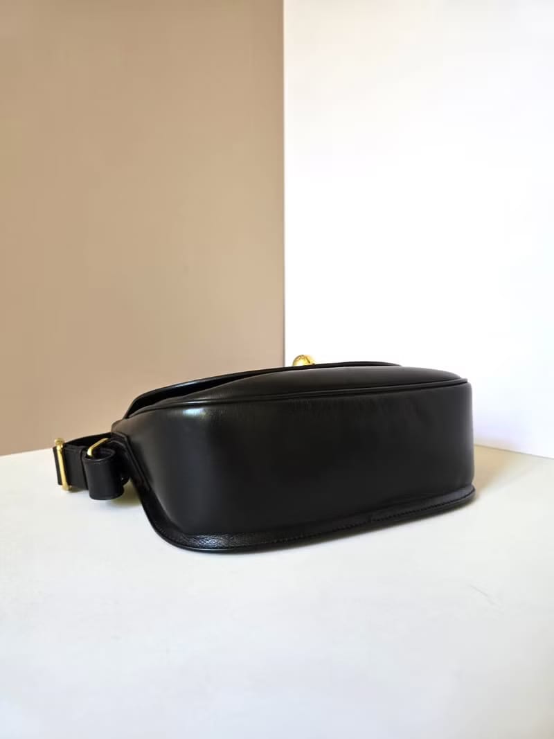 Rare Celine Black and Gold Swivel Planet Tofu Bag / Shoulder Bag / Crossbody Bag