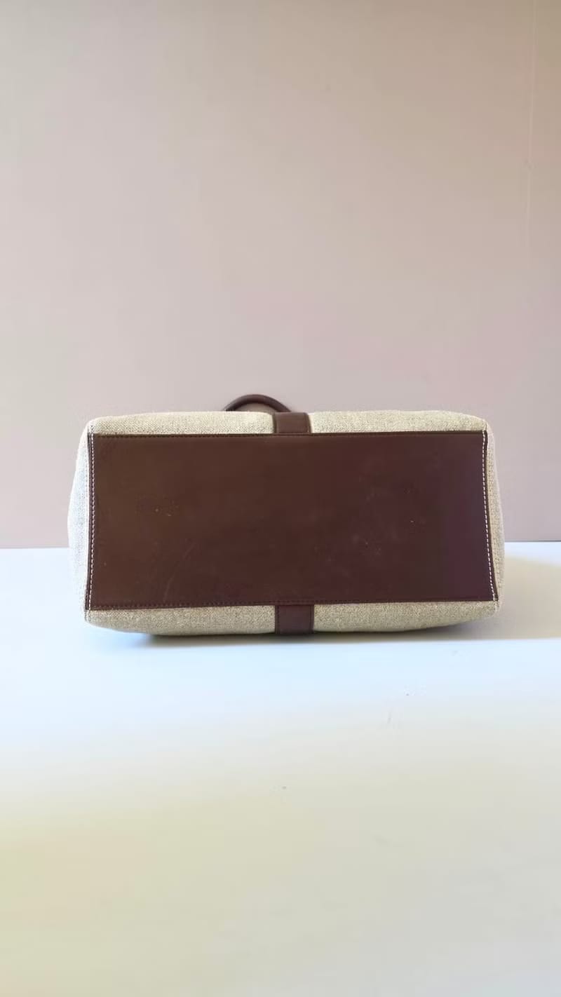 Chanel Earth Tone Canvas and Leather GHW Turnlock Tote/Shoulder Bag