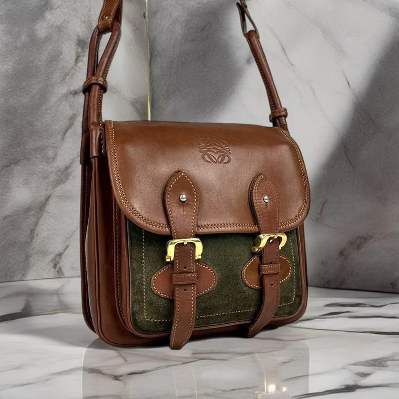 Loewe color matching tofu bag side backpack/oblique backpack/shoulder bag