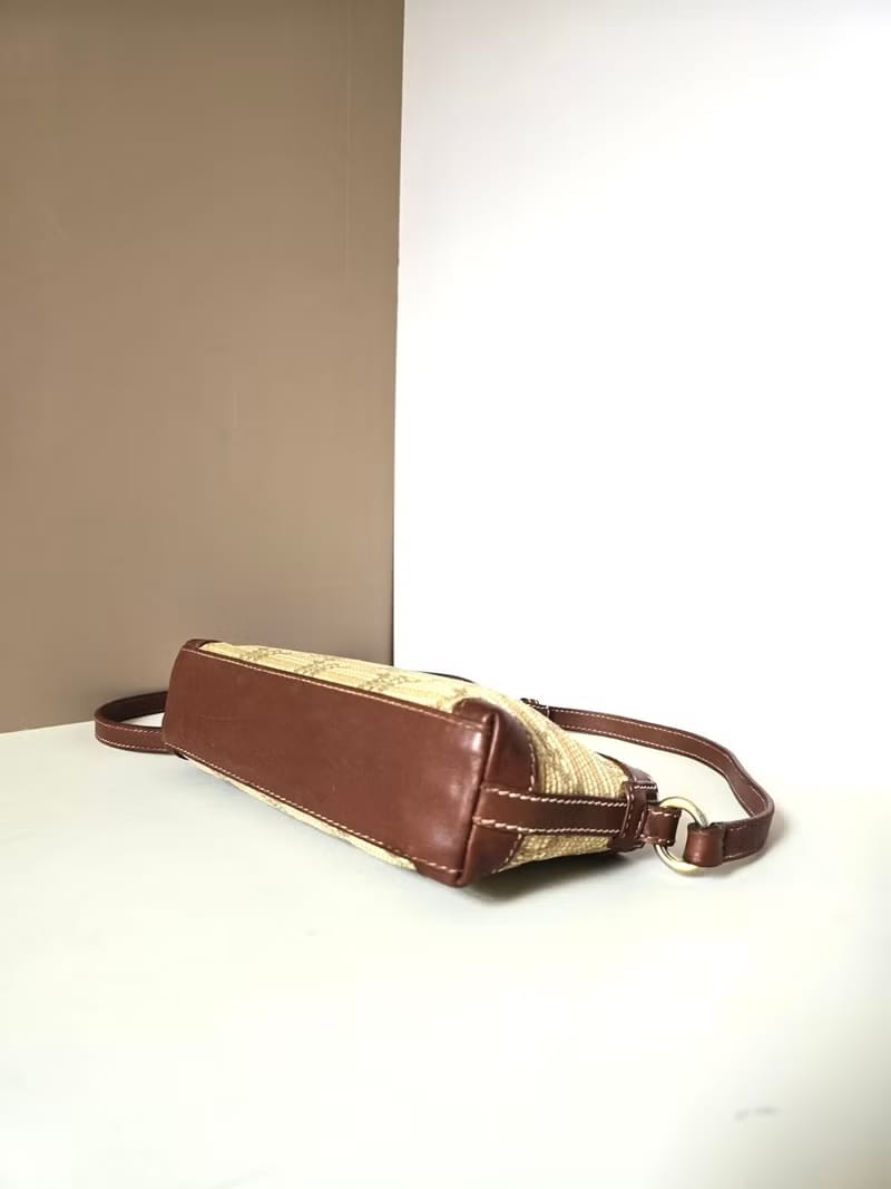 Celine raffia and leather saddle bag/side bag/crossbody bag