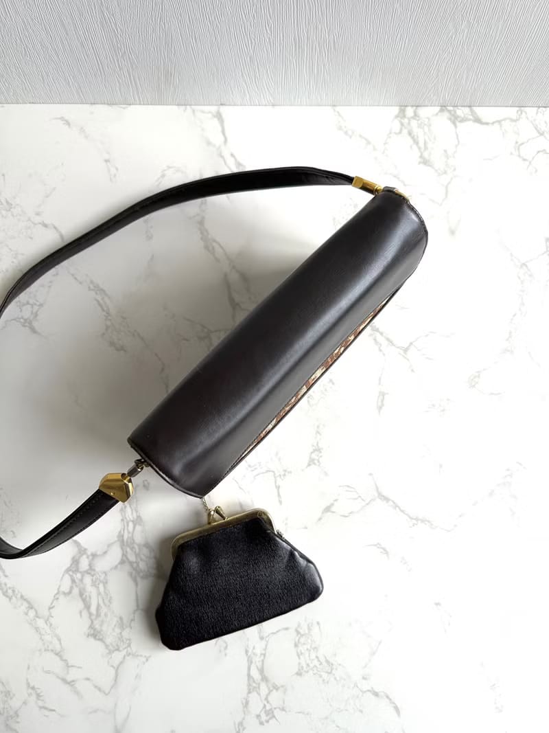 Dior Burgundy Old Flower Leather Mother-and-child Shoulder Bag/Side Bag