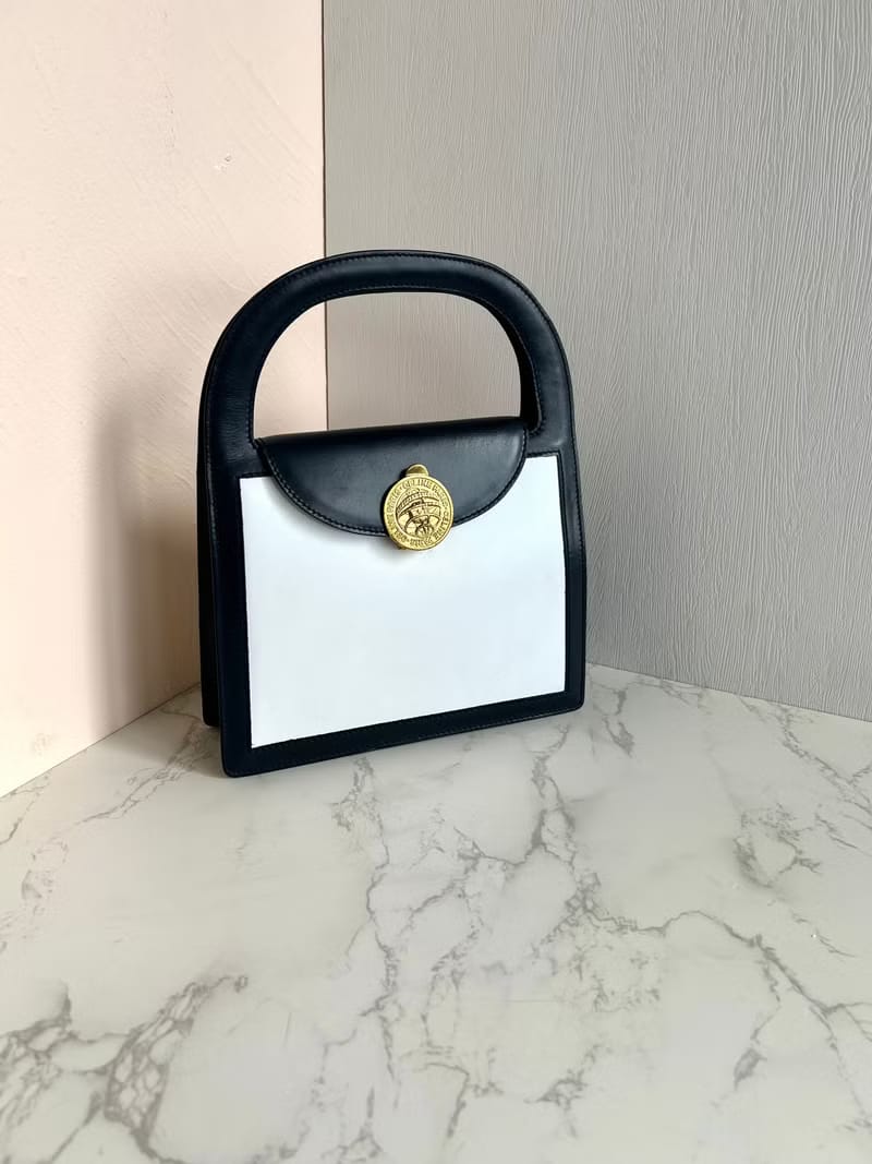Celine星球金幣黑白色凱莉包/手提包