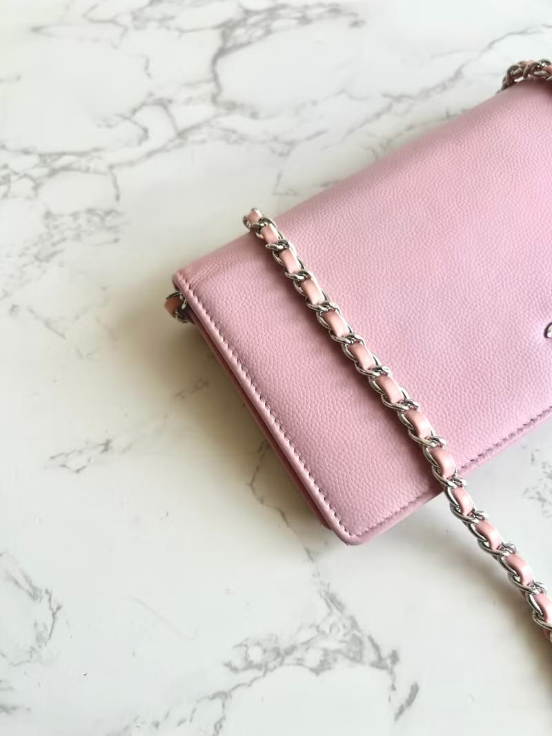 Chanel Pink Caviar Leather WOC Long Wallet/Shoulder Bag/Crossbody Bag