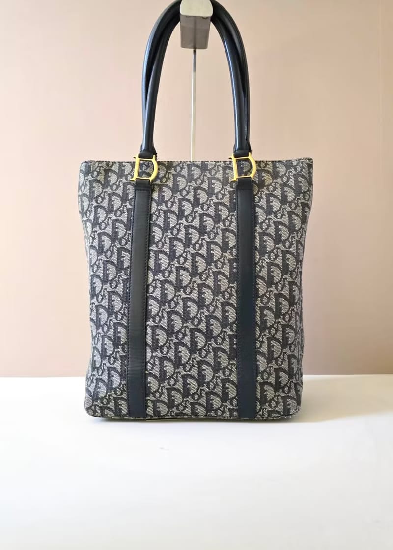 Dior Blue Gray Oblique Tote Bag/Shoulder Bag/Crossbody Bag
