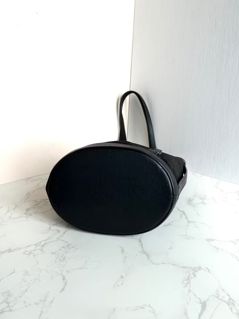 Loewe black leather bucket tote bag/side backpack/shoulder bag