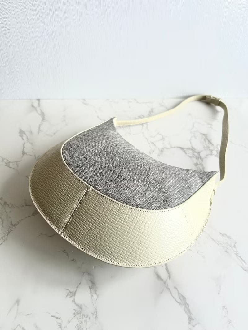 Loewe白灰拼皮半月流浪包/腋下包/側背包/單肩包