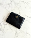 Chanel Black Caviar Leather Medium Wallet/Bifold Wallet/Wallet/Short Wallet