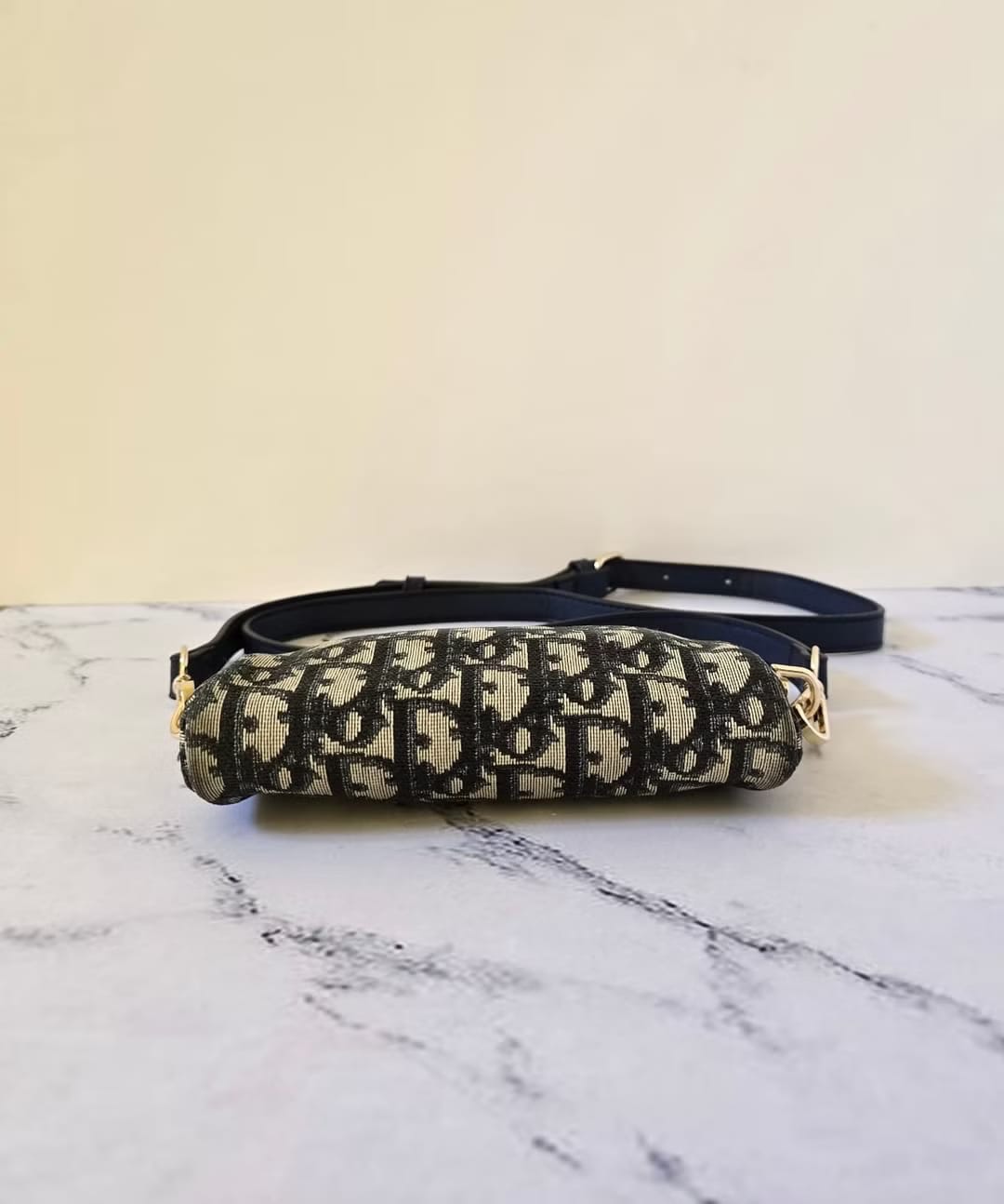 Dior 藍黑色老花兩用中古單肩包/側背包/斜背包