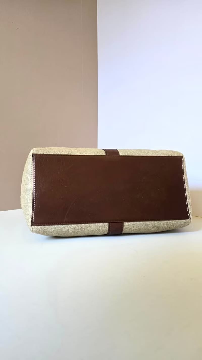 Chanel Earth Tone Canvas and Leather GHW Turnlock Tote/Shoulder Bag