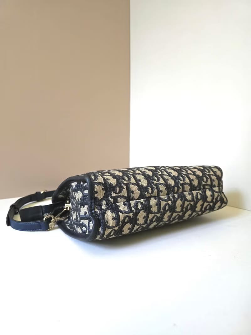 【LA LUNE】Second-hand Dior dark blue and black monogram shoulder bag/side bag