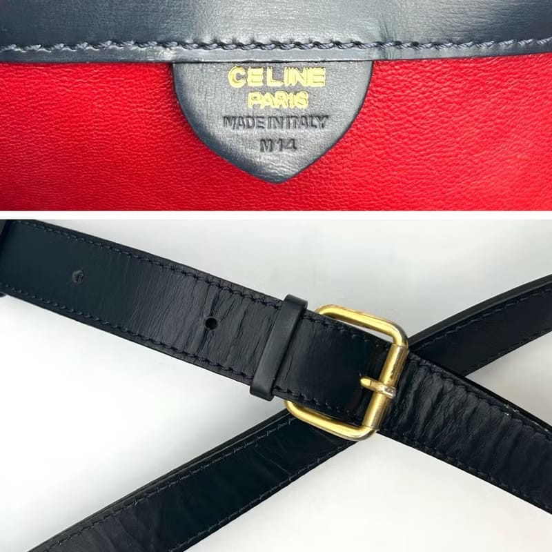 Celine Rare Black, Blue, and Gold Planet Bucket Bag / Shoulder Bag / Crossbody Bag