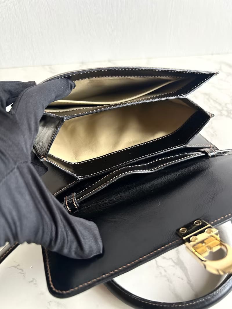 Loewe黑金色凱莉包/單肩包/斜背包